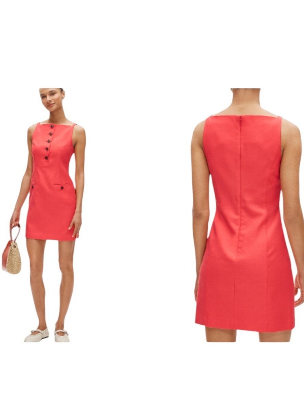 NWT J. Crew Mini Sheath dress Gramercy linen blend California Poppy Pink Orange